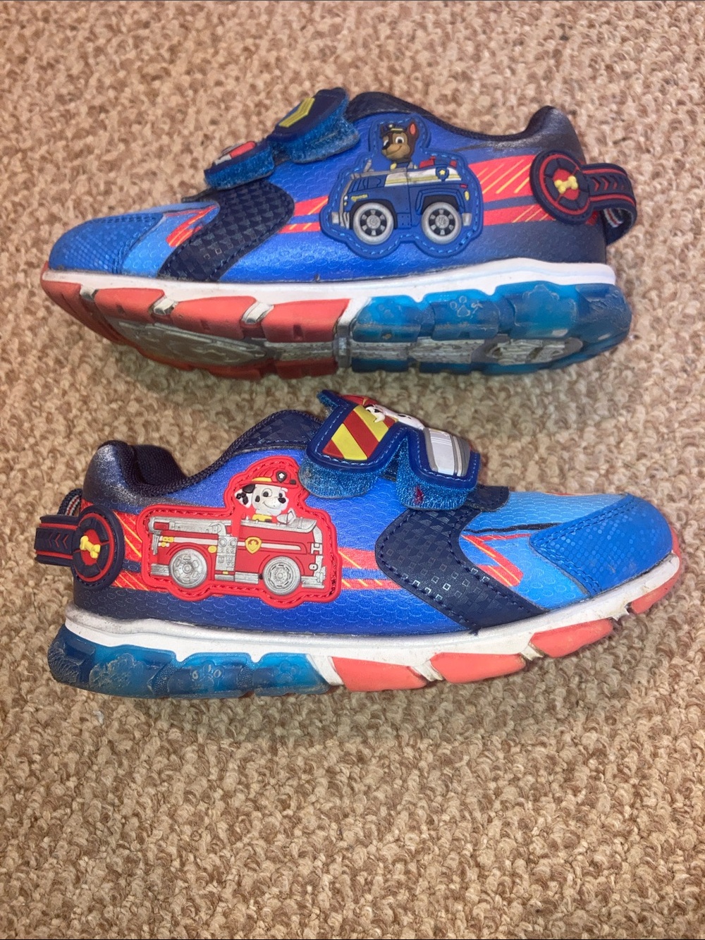 Paw Patrol Light Up Toddler Boy Shoes Sneakers Size 12 Blue Red Chase Marshall